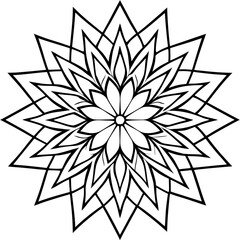 Minimal Violet Burst Mandala Line Art Vector on White Background