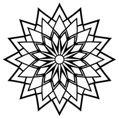 Minimal Violet Burst Mandala Line Art Vector on White Background