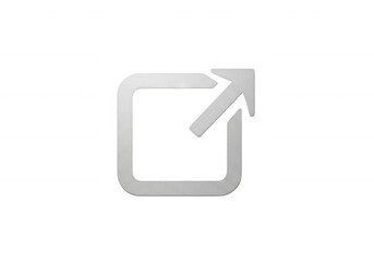 White square arrow symbol isolated on a transparent background