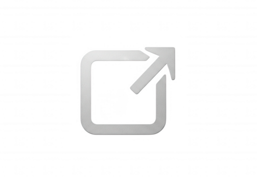 White square arrow symbol isolated on a transparent background