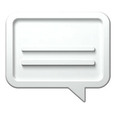 A 3D rendered white speech bubble with shadow, and two lines inside