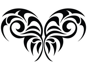 Abstract Tattoo Design: Intricate, symmetrical black design with a modern, graphic style. Evoking a sense of elegance, this piece would look great on skin.