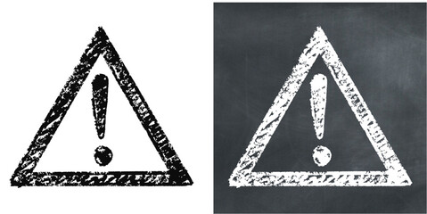 Chalk hand-drawn danger sign vector. Ideal for warning, hazard, and safety alert themes. This graphic symbolizes caution and is perfect for designs requiring an urgent notification.