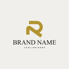 Elegant and modern logo design featuring a stylized gold letter R monogram for a brand.