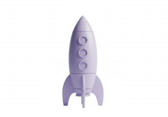 Lilac rocket ship with circular windows isolated on a transparent background