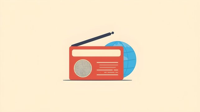 Vintage world radio thin line icon