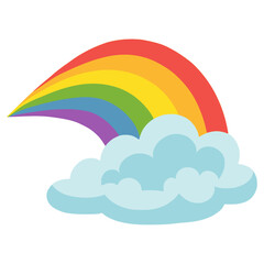 beautiful rainbow with the cloud flat color vector illustration template design