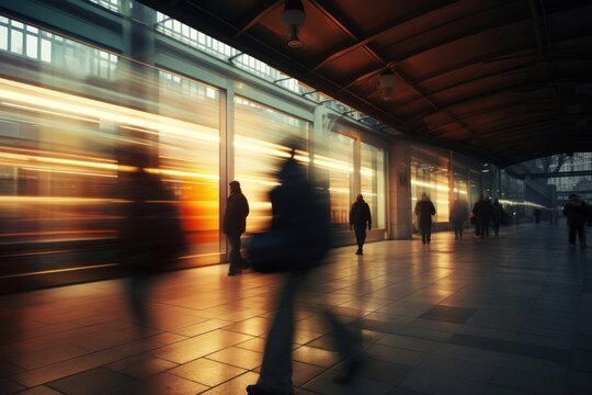 Train station walking motion subway. - Powered by Adobe