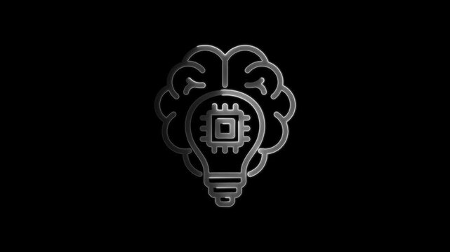 A I brain light bulb concept glowing outline digital innovation idea generation technology intelligence network data processing abstract symbol
