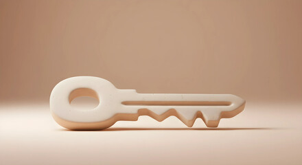 紙粘土の鍵アイコン_セキュリティと解決策のビジネス背景_パステルピーチ