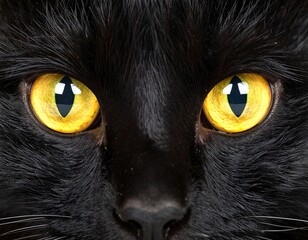 Black cat with piercing yellow eyes