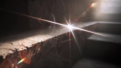 Majestic stairway to heaven with angelic figures concept. A stunning view highlighting light rays illuminating the textured steps.