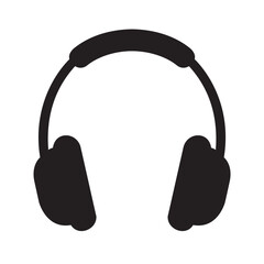 Simple black silhouette of headphones for music listening and audio recording studio symbol vector