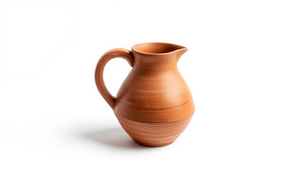 Traditional Terracotta Pitcher on White Background – Handmade Elegant Design Perfect for Decor or Kitchen

