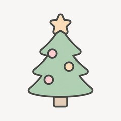 Minimalist pastel Christmas tree illustration.