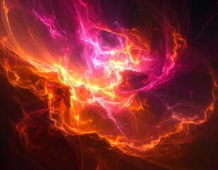 Obraz premium Celestial storm of glowing pink and orange energy