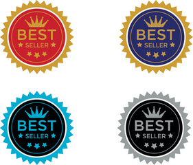 Flat vector illustration of a best seller sign label. Bestseller badge logo design isolated Stamp, Seal Banner Vector Template Illustration Design. Top seller.