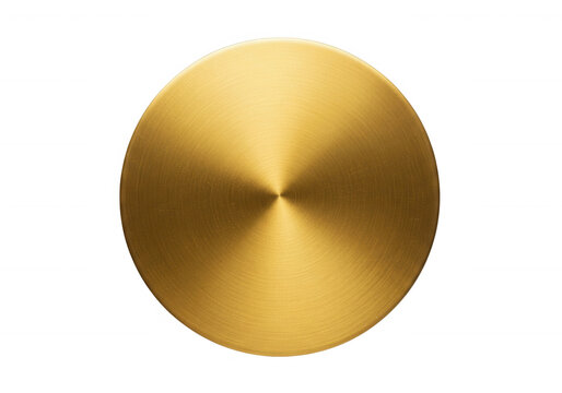 Brushed gold circle isolated on a transparent background
