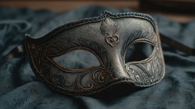 Decorative venetian mask on fabric