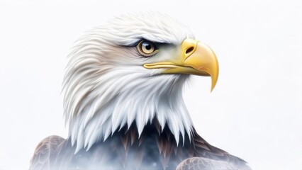 Obraz premium Majestic Bald Eagle Portrait Close Up Detailed Feathers Fierce Gaze.