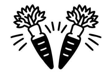 Obraz premium Two carrots in line drawing, fresh and organic