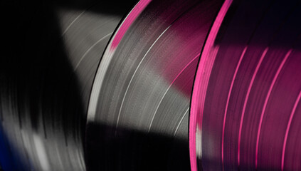 Vinyl records with texture for abstract colorful music background
