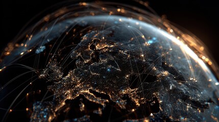 Global Connectivity and Network of Lights Over Europe at Night