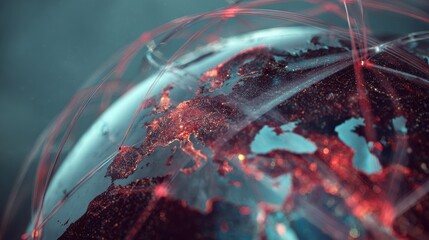 Network Connections Over Digital Map of Europe and Surrounding Areas