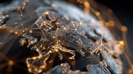 Detailed Visualization of Europe with Digital Connections and Lights