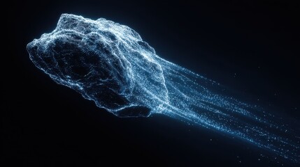 Glowing Particle Comet with Energy Trails in Dark Space Background
