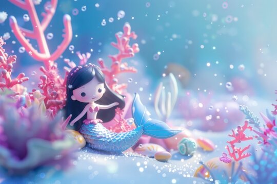 Cute marmaid background cartoon outdoors nature.