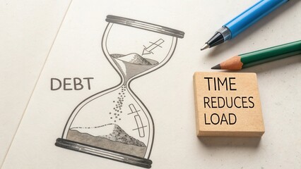 Hourglass Illustration Representing Debt and Time Management Concept for Financial Planning and Education