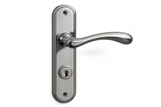 Metal door handle with keyhole providing access and security