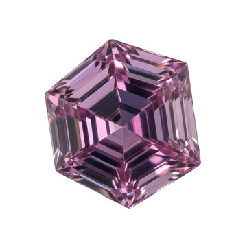 3d icon of polished purple gemstone with geometric cut isolated on transparent background