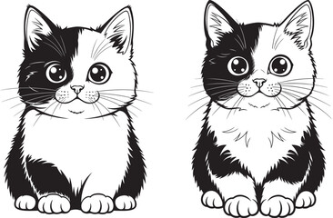 Vector art of two adorable kittens, showcasing the charm and cuteness of the feline in a vector format