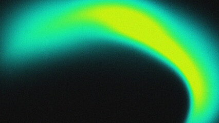 Vibrant neon green and yellow aurora arc against dark background