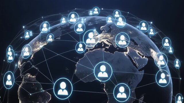 Global network connecting people around the world with digital technology.