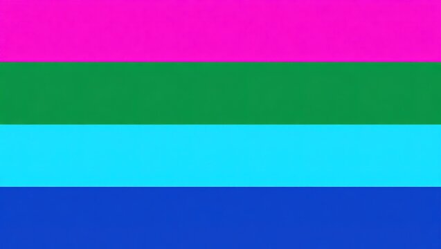 Polysexual Pride Flag with Pink Green and Blue Stripes.