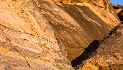Golden Hour Light on Textured Rock Formations