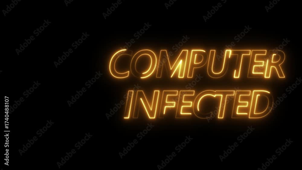 Wall mural neon computer infected warning alert screen loop blinking glitch error animation. concept of compute