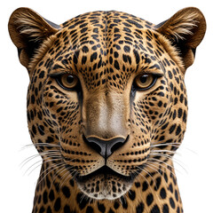 Obraz premium Up-close portrait of a stunning leopard, showcasing its spotted fur and intense gaze