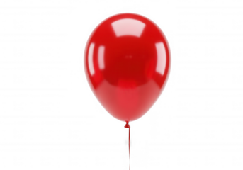 Shiny red balloon floating isolated on a transparent background