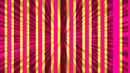 Vibrant Pink and Yellow Striped Background with Sunburst Rays.
