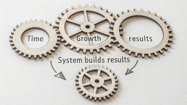 System of Gears Representing Time, Growth and Results in a Conceptual Business Framework for Success and Strategy Development