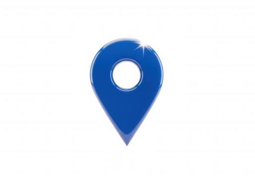 Blue location marker isolated on a transparent background