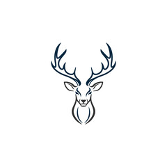 Stylized deer head illustration with large antlers, depicted in a minimalist, elegant line art style.