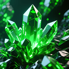 Abstract glowing green uranium crystal texture background.