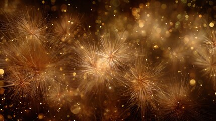 Fototapeta premium Golden Sparkling Lights and Abstract Bokeh in Soft Background