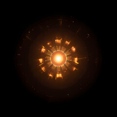 Futuristic uranium reactor core glowing softly.
