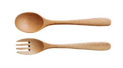 Wooden spoon and fork, natural light